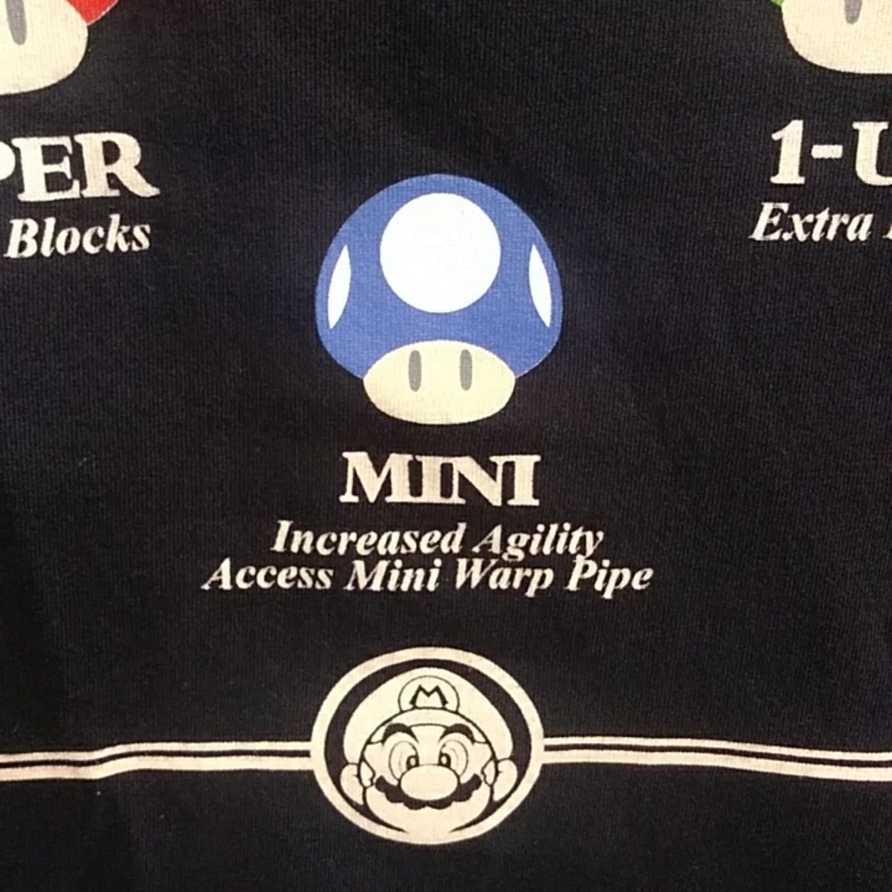 Super Mario Know Your Mushrooms Black & Yellow Men's Graphic T-Shirt *EUC* - Picture 5 of 8